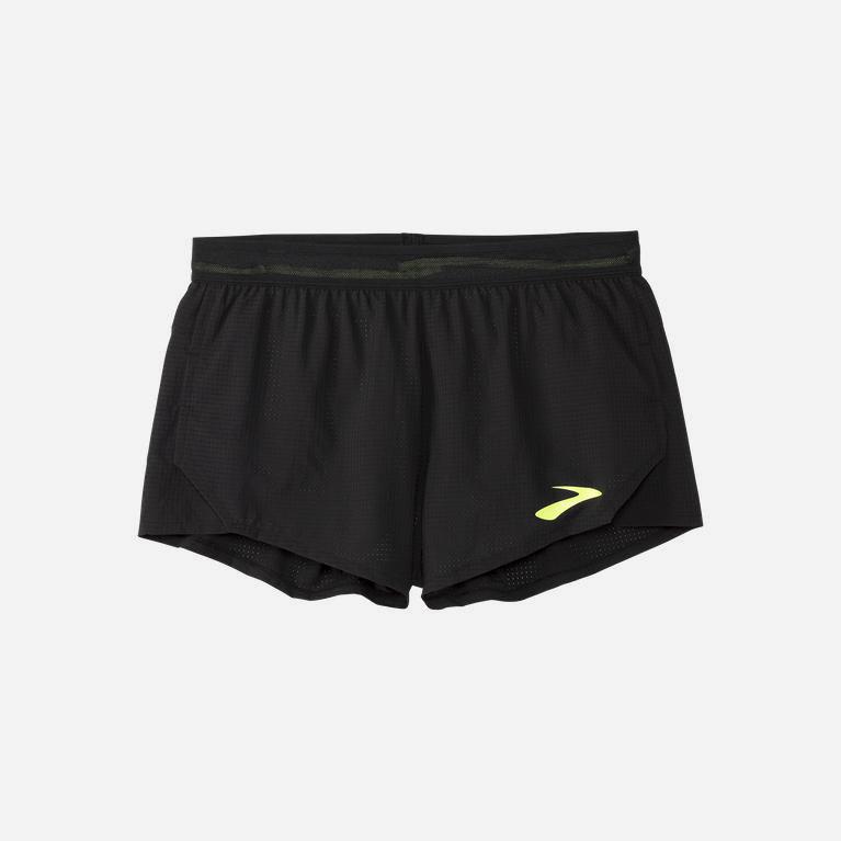 Brooks Elite 3 Split - Pantalones Cortos Hombre - Negras / Verde Amarillo (YV2574086)